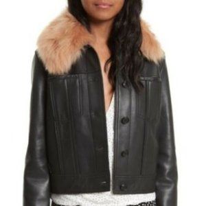 Diane von Furstenberg DVF Leather Jacket with Fur